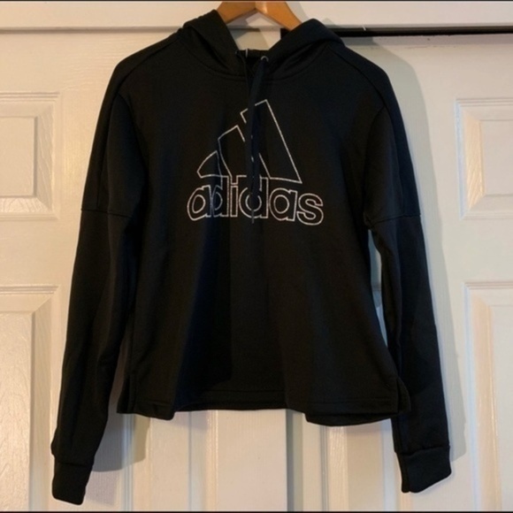 Adidas Black and white Logo Hoodie Size Small - Picture 4 of 9